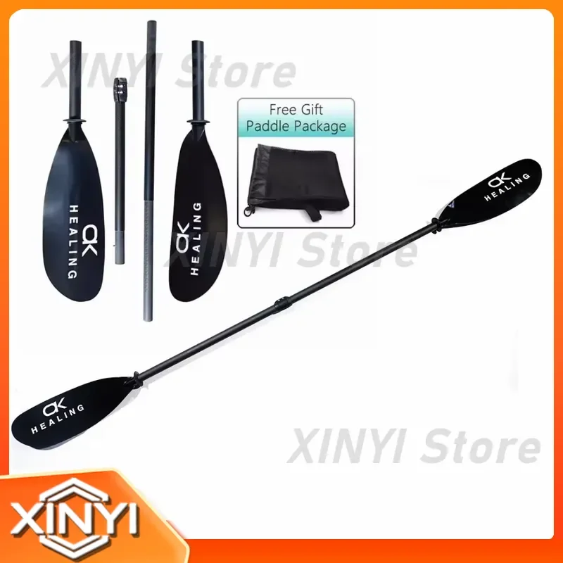Stock 4-Section Black Carbon 3K Matte PVC Kayak Paddle 2150~2400mm Double ABS Blades with Detachable Shaft for Rowing Oar