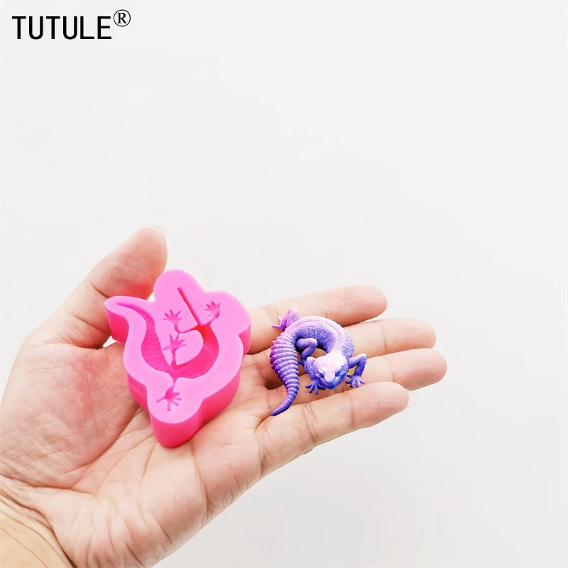 Tummy-tailed lizard Keychain shaker Silicone Molds DIY UV epoxy Flexible Polymer Clay Molds lizard Cake Chocolate Silicone Mold