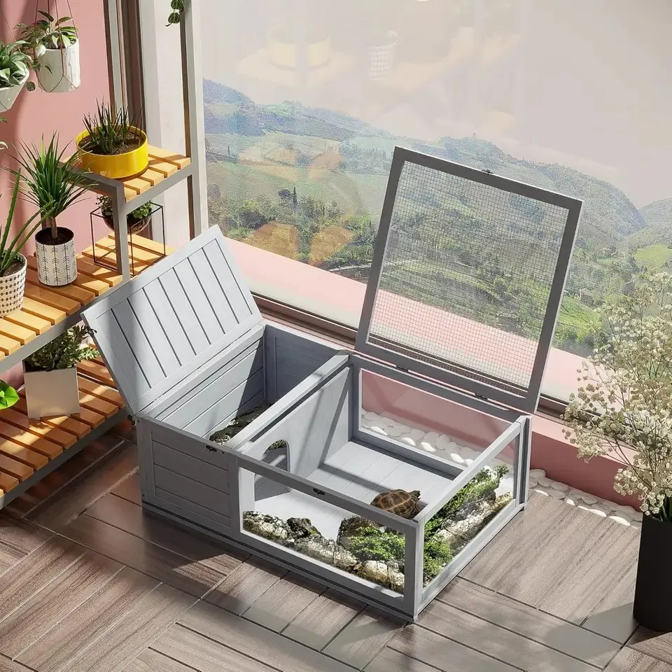 

Pet Turtle Solid Reptile Wood Box Lizard Hedgehog Box Heating Insulation Box