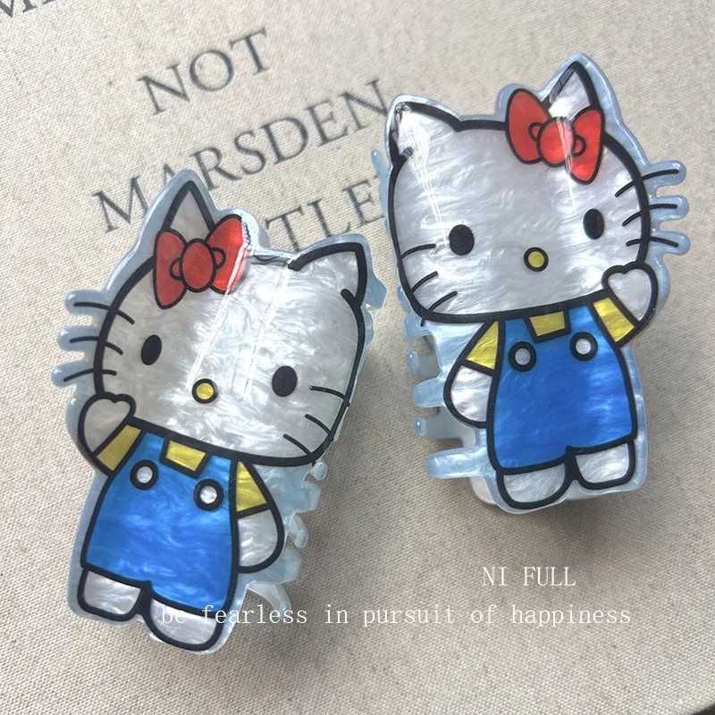 

Hello Kitty Hair Claw Clip Cartoon Blue White Cute Sweet Versatile Women Accessories Hair Decoration Kawaii Girl Gift Wholesale