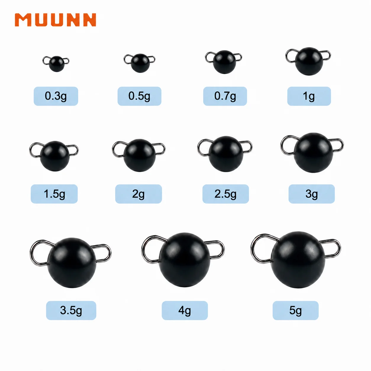 MUUNN 10 Stück 0,3-3g Wolfram Cheburashka Gewichte für Fliegenfischen, Sensibleres Angelzubehör – Detail 1
