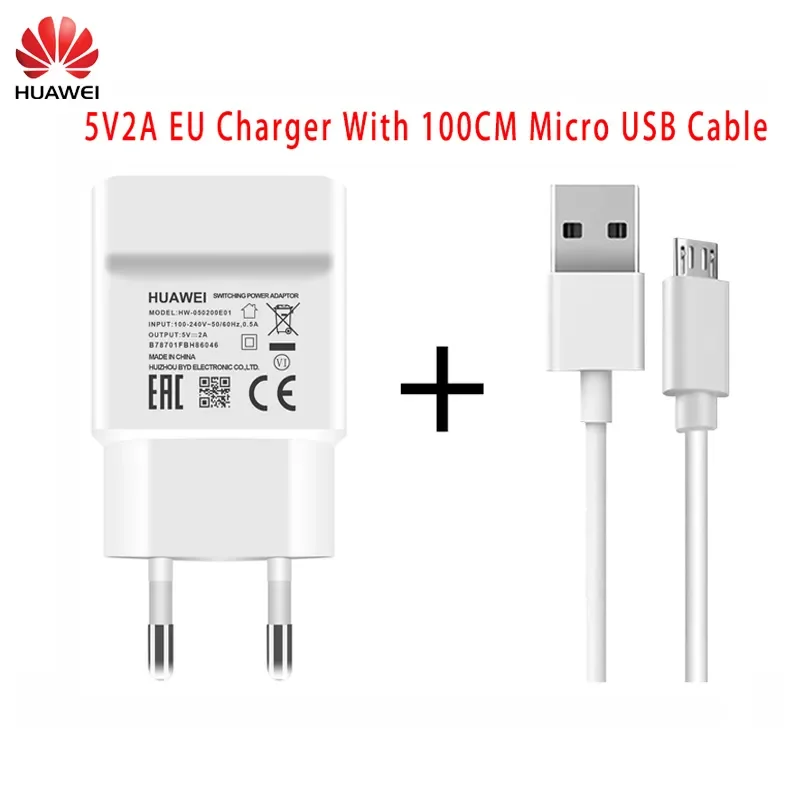 Original Huawei P30 Lite 5V/2A EU Adapter Wall Charger Micro USB Cable For Y9 Prime 2019 Nova 3 P9 Mate 20 Lite P20 P30 P40 Lite