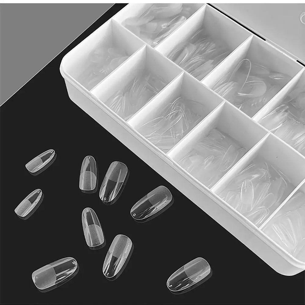 550Pcs /BOX Medium Length Press on Nails Full Cover Quick Building Nail Salon Art Semi Frosted Nails Extension