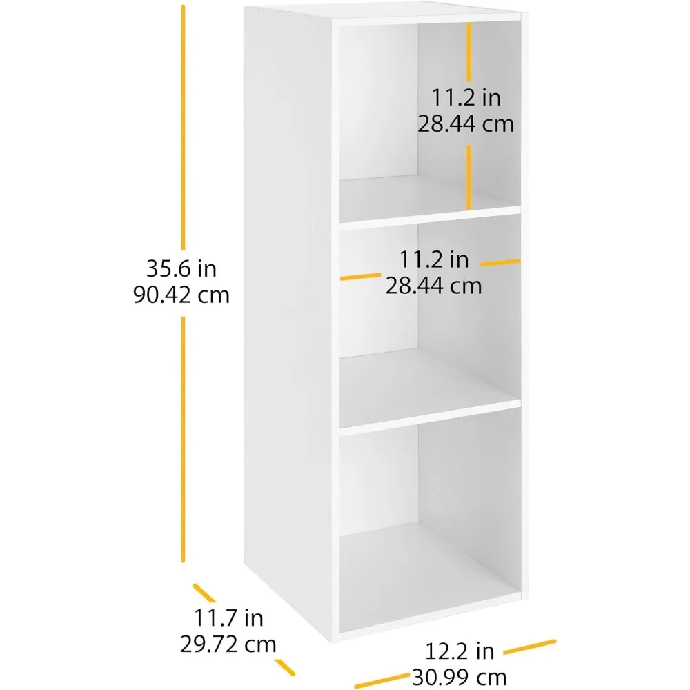 Libreria impilabile in legno a 3 livelli con ripiani aperti per riporre e esposizione nel soggiorno