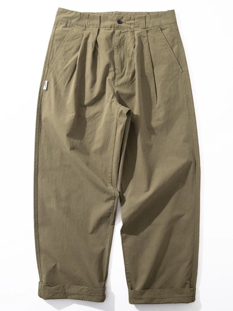 

Waed Pure Cotton Casual Summer Thin Leggings Men's Loose Wide Leg Pants Breathable Straight Cut High Waist Trousers