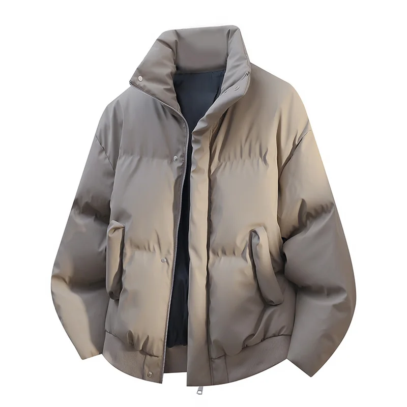 2026 Autumn/Winter New Style Cotton Coat for Men - Simple Solid Color, Loose Fit, Trendy, Stylish, Thick Cotton Jacket