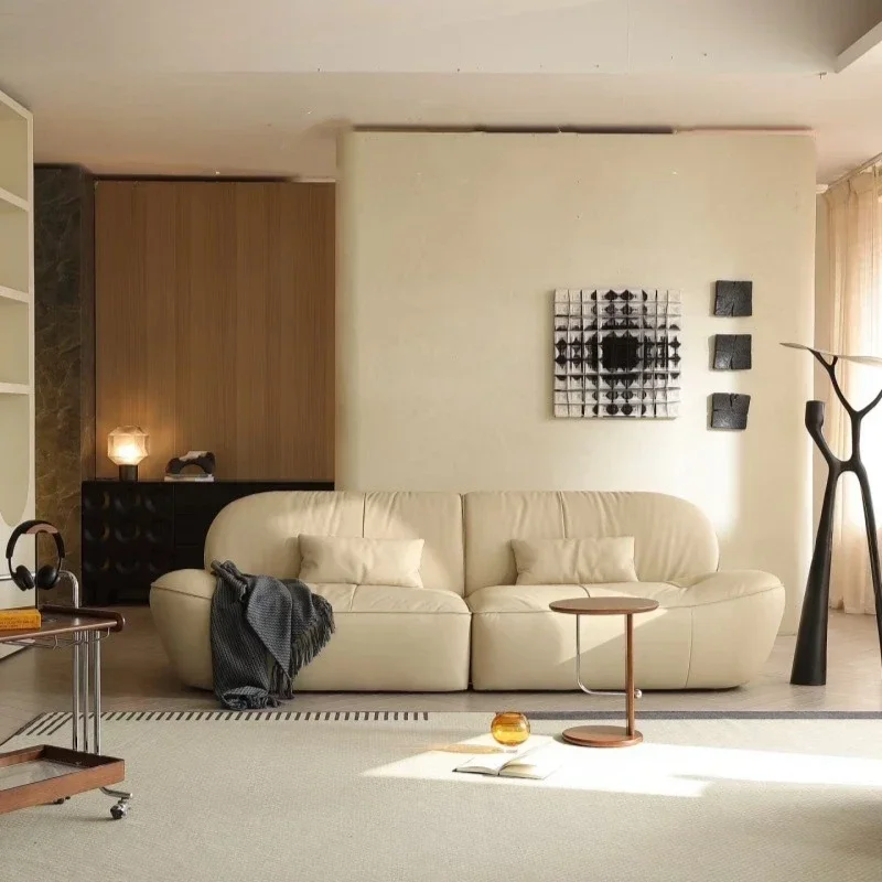 Cream Wind Moon Light Luxury Fabric Living Room Combination Sofa Personalized Curved Lazy