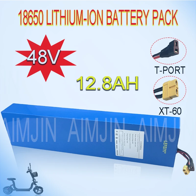 AIMJIN 13S4P 48V 12.8Ah 1000watt Lithium ion Battery Pack For 18650 54.6v Rechargeable battery with 25A discharge BMS