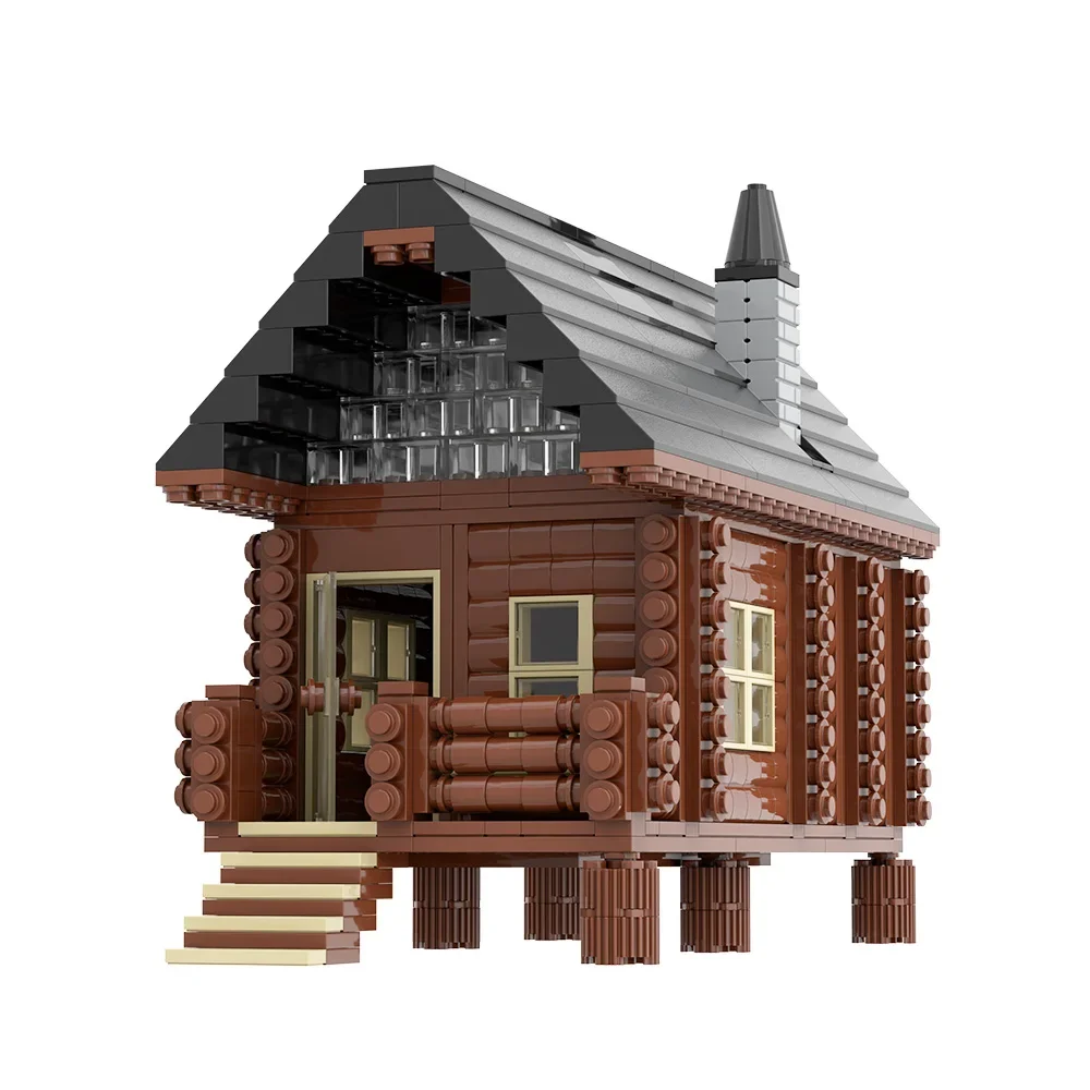 MOC Holz Kabine Ziegel Modell Mittelalterlichen Holz Kabine Architektur Street View Bausteine Montage Spielzeug Kinder DIY Geburtstag Geschenke