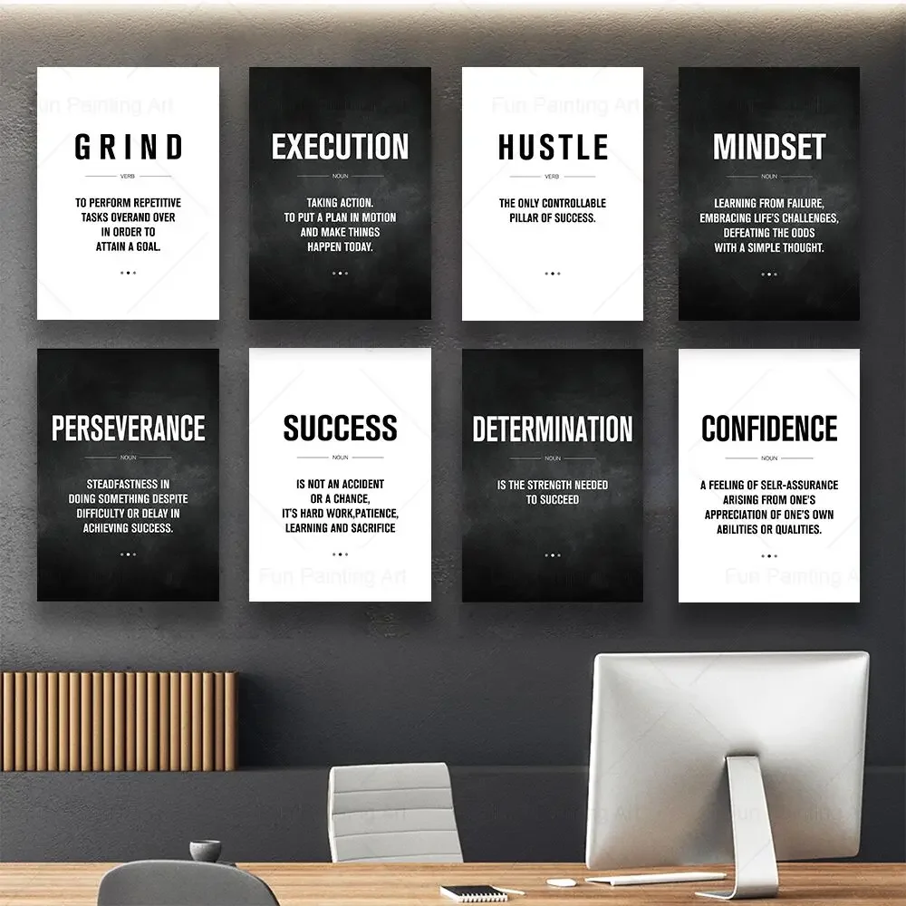 Grind Hustle Success Motivational Posters and Prints Modern Office Wall Decor Entrepreneur Motivation Canvas Painting Pictures