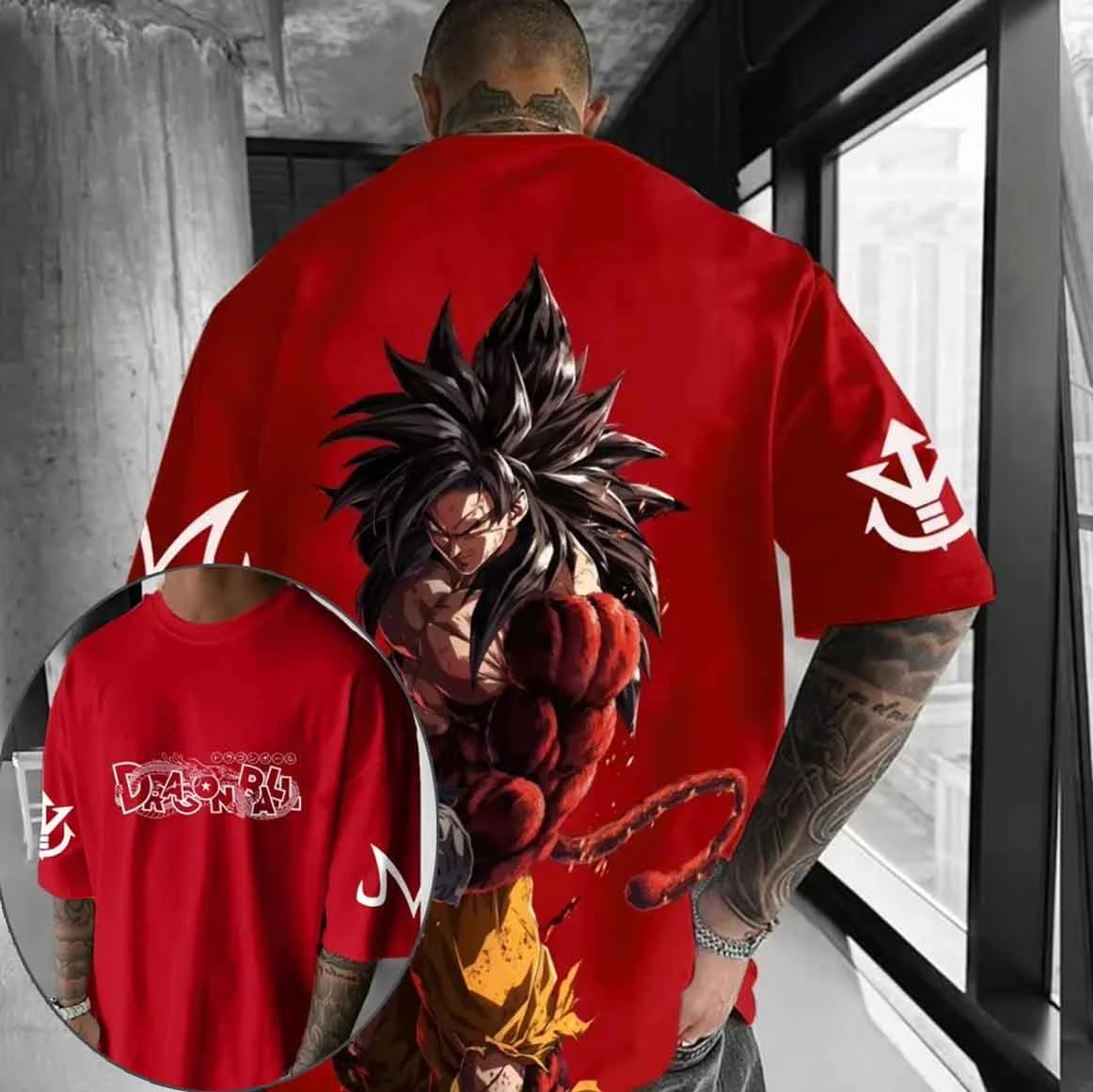 Summer Y2k Clothes Dragon Ball Goku Saiyan Men's Oversized T-shirt Anime Print Cotton Short Sleeve Tee Daily Loose Casual Tops