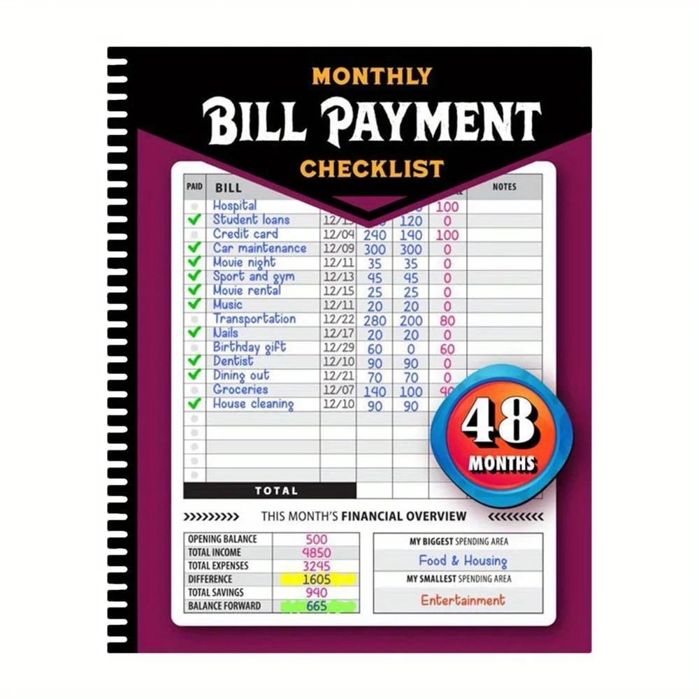 Monthly Bill Payment Tracking Notebook - Financial Management and Budgeting Ledger, Checklist for Tracking and Payment Records