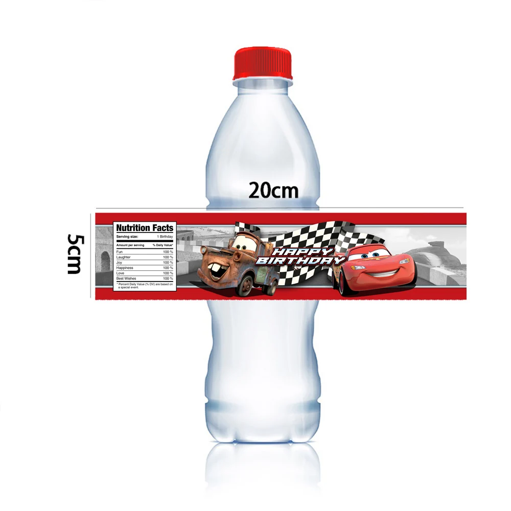 Disney Cars Lightning McQueen Water Bottle Labels Party Supplies Birthday Decorations Stickers for Boys Girls Baby Shower Party