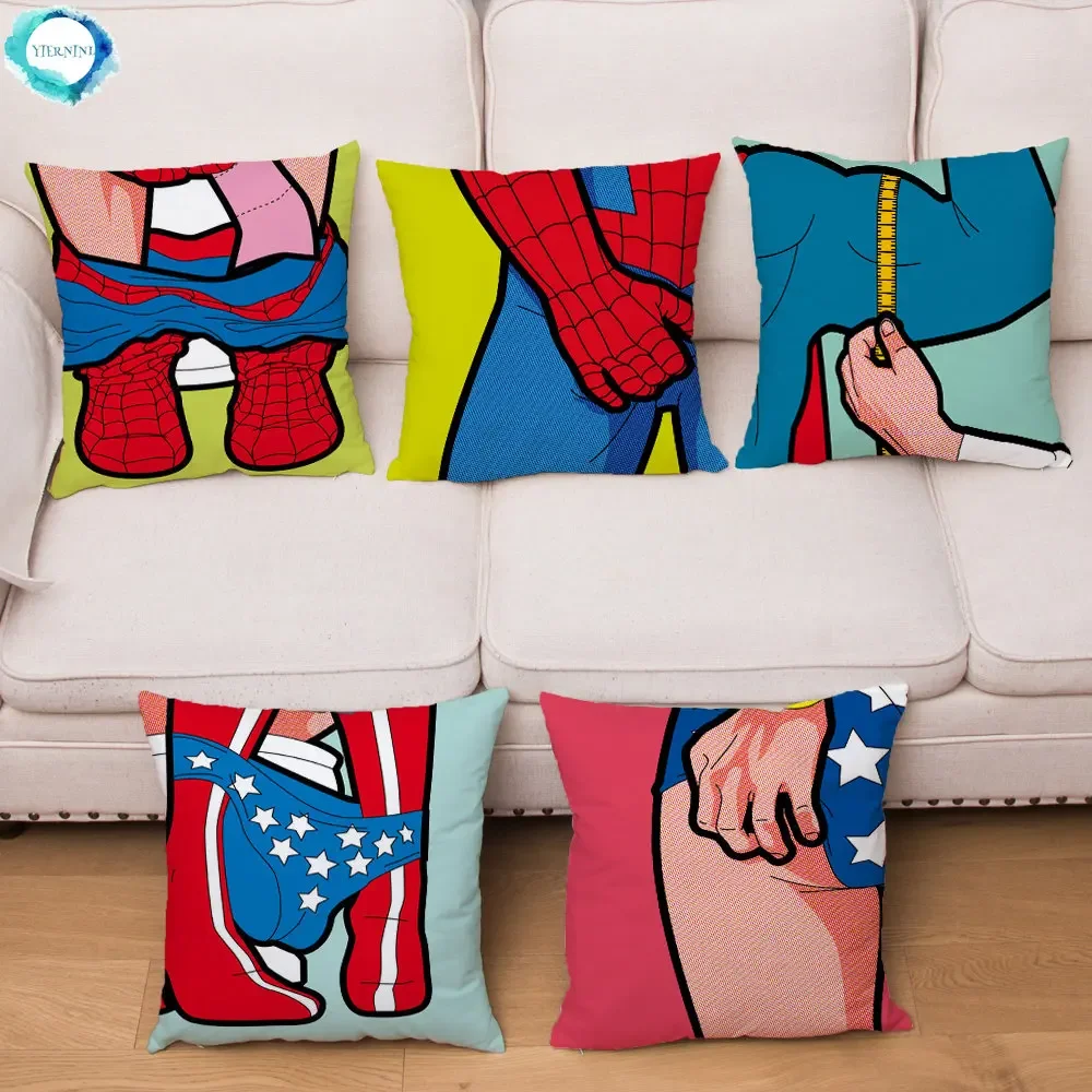 

Sofa Home Decor Pillowcase Funny Superhero Daily Life Print Cushion Cover Pillowcase