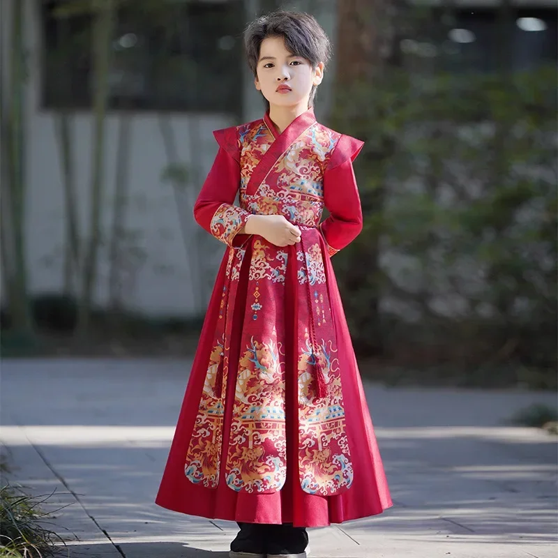 Boys Hanfu Chinese Ancient Kids School Uniforms Costumes Children Young Master's Perform Clothing Warrior Swordsman Cosplay