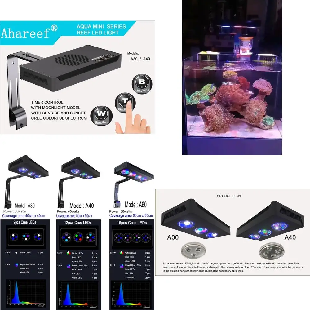 

Светодиодный светильник полного спектра с регулировкой яркости для морских аквариумов, подходит для SPS и кораллов, для 10-24 аквариумов, макс. 40 галлонов