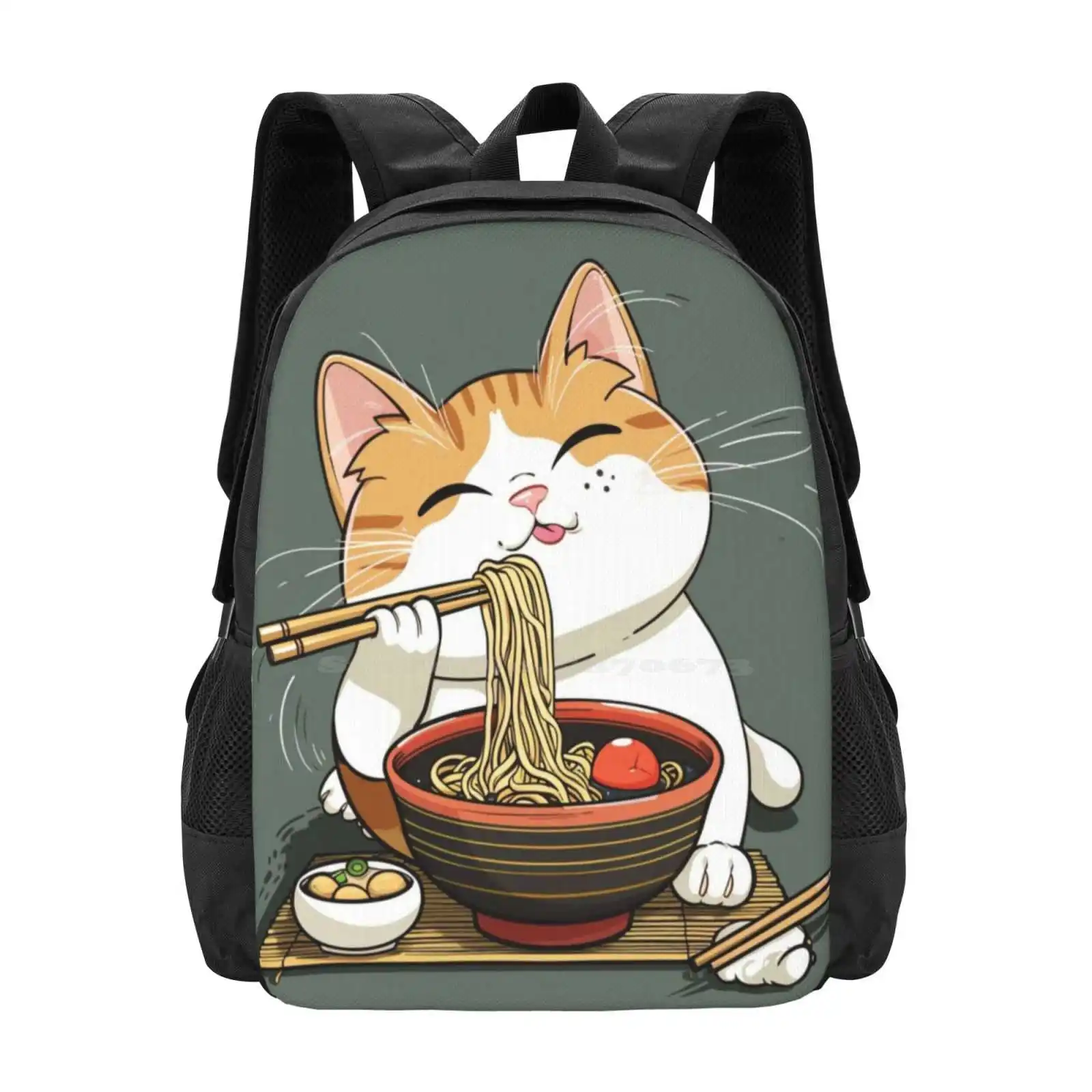 

Рамен для кошек, горячая Распродажа, школьный рюкзак, модные сумки, рамен для кошек, осьминог, Японская еда, манга