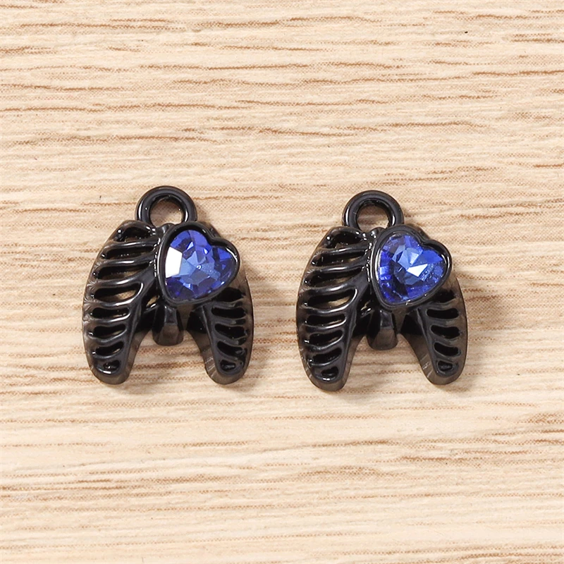 5 Stück 11 x 13 mm niedliche Kristall-Metallflügel-Herz-Anhänger, passend für Halsketten, Ohrringe, Armbänder, DIY-Handwerk, Schmuckherstellung, Zubehör – Detail 14