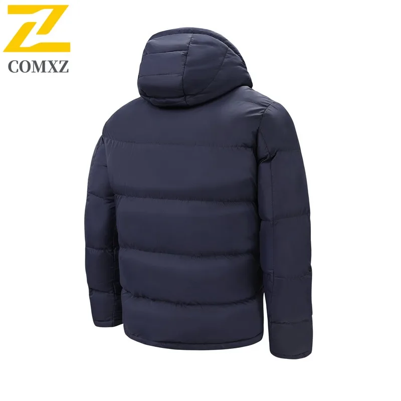 COMXZ Giacca imbottita da uomo con cappuccio Avventura all'aria aperta Parka caldo addensato Cappotto imbottito invernale leggero resistente al freddo da viaggio