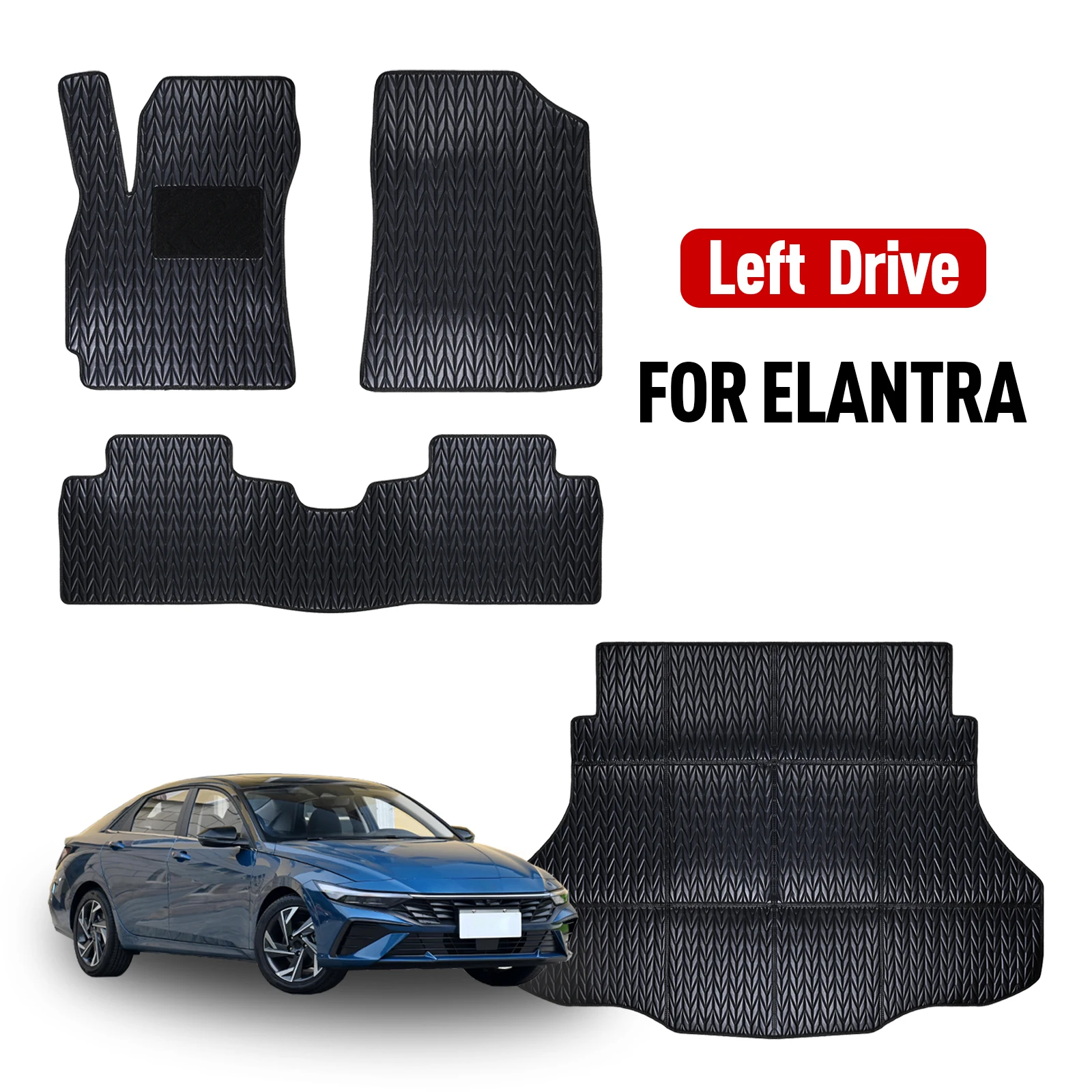 

Автомобильный коврик на заказ для Hyundai Elantra 2021-2024, всепогодный 3D водонепроницаемый износостойкий напольный коврик, комплект противоскользящих