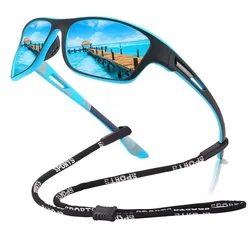 Gafas de sol deportivas polarizadas de lujo con cadena para hombres y mujeres, gafas de sol antideslumbrantes para pesca y senderismo, gafas de diseñador de marca, UV400