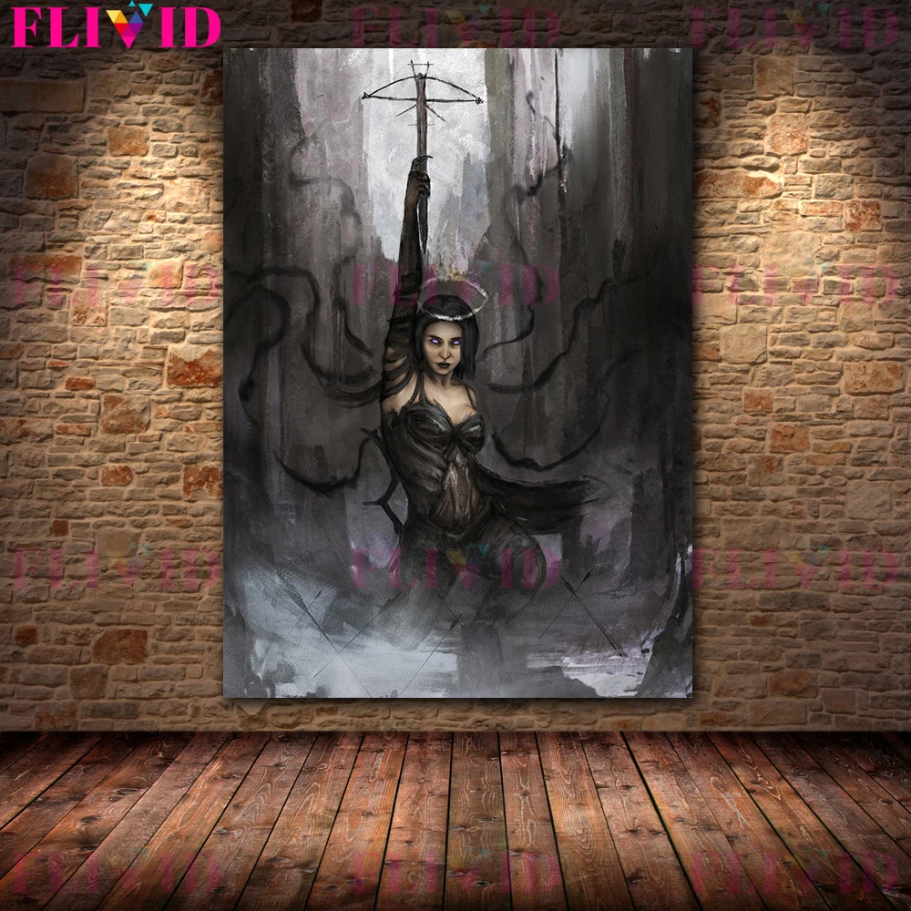 صعود قزم الساحرات خمر الرسم على لوحات القماش الجدارية معالج سحري داكن ملصق فني وطباعة لغرفة المعيشة ديكور غير المؤطرة
