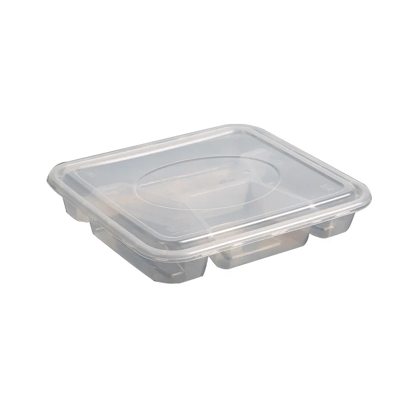 4 Compartment Disposable Food Container Takeout Lunch Box Commercial Rectangle Meal Box