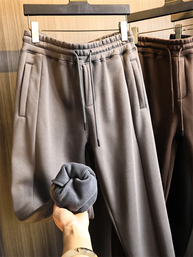 

Мужские однотонные трикотажные повседневные брюки Cosite Fce с эластичной резинкой на талии, удобные теплые модные городские прямые брюки