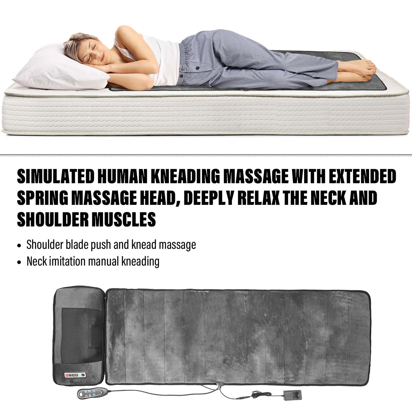 9-Gang Ganzkörper-Massagematte Intelligente Bettmassage-Matte Multifunktionale Ganzkörper-Vibrationsmatte mit Fernbedienung für Nacken und Rücken – Detail 5