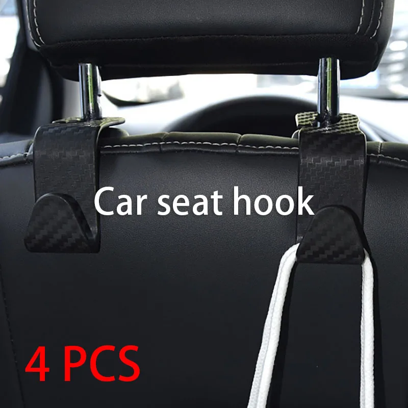 4 PCS Car Hook Pa66 Material Seat Pothook Model Common Vehicle Carbon Fiber Hanger Hidden Seat Back Hooks Simple Style S-hook