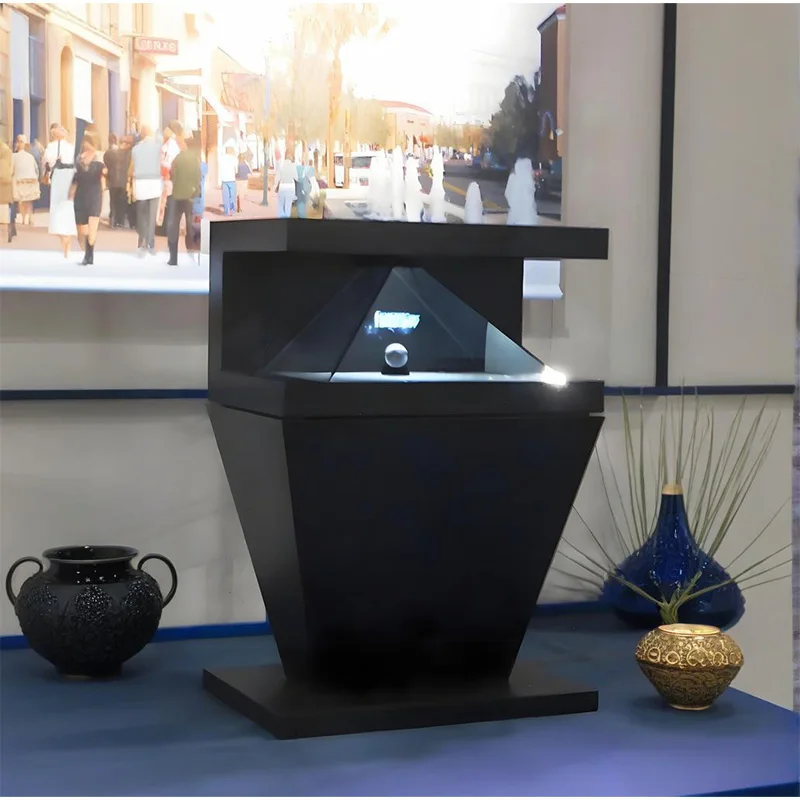 Immersive Holographic Projection Video Stand with Holographic Pyramid Display Projector Cabinet for Projection Screens