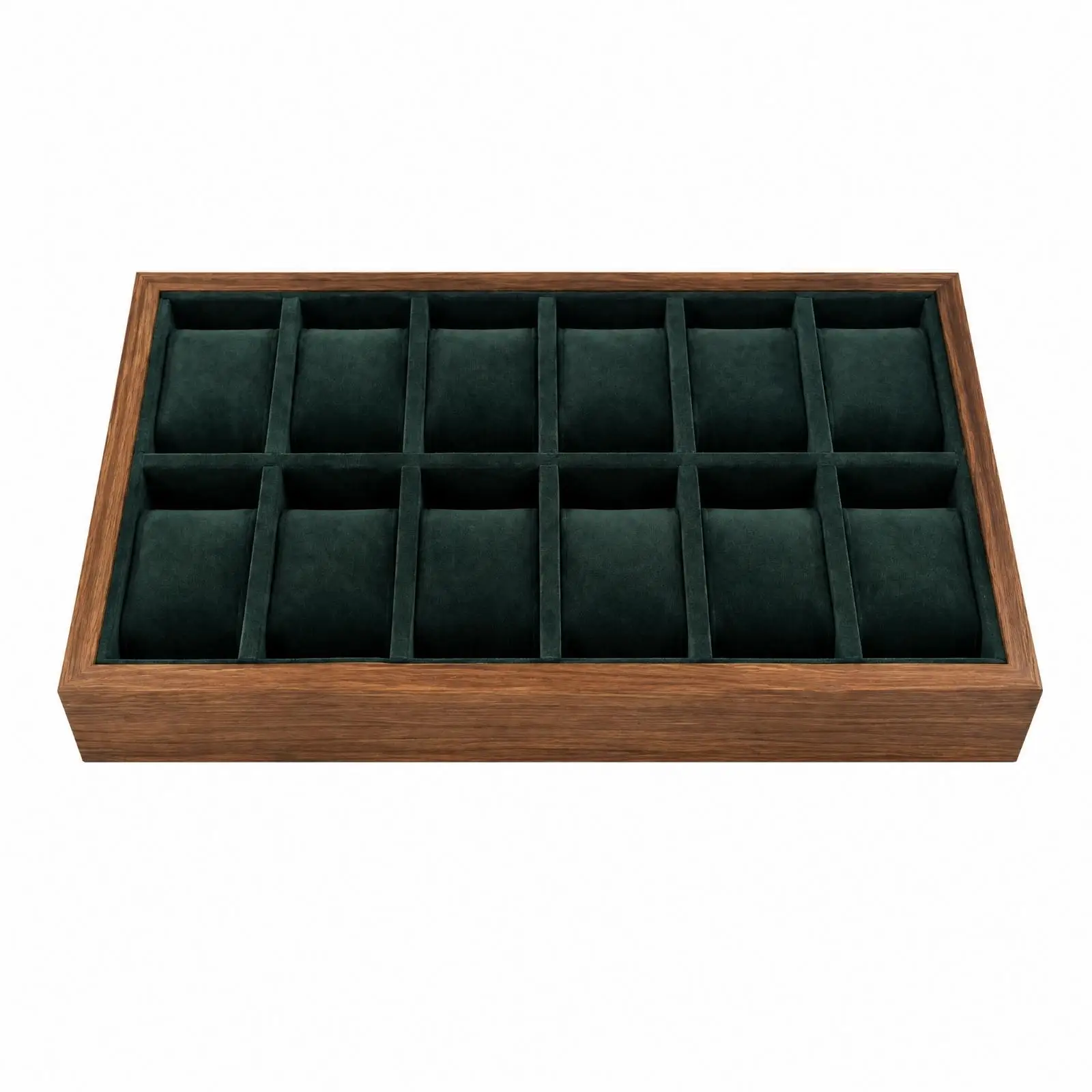 Walnut Leather Watch Display Tray with Velvet Lining for Men Women Jewelry Organizer Storage Box