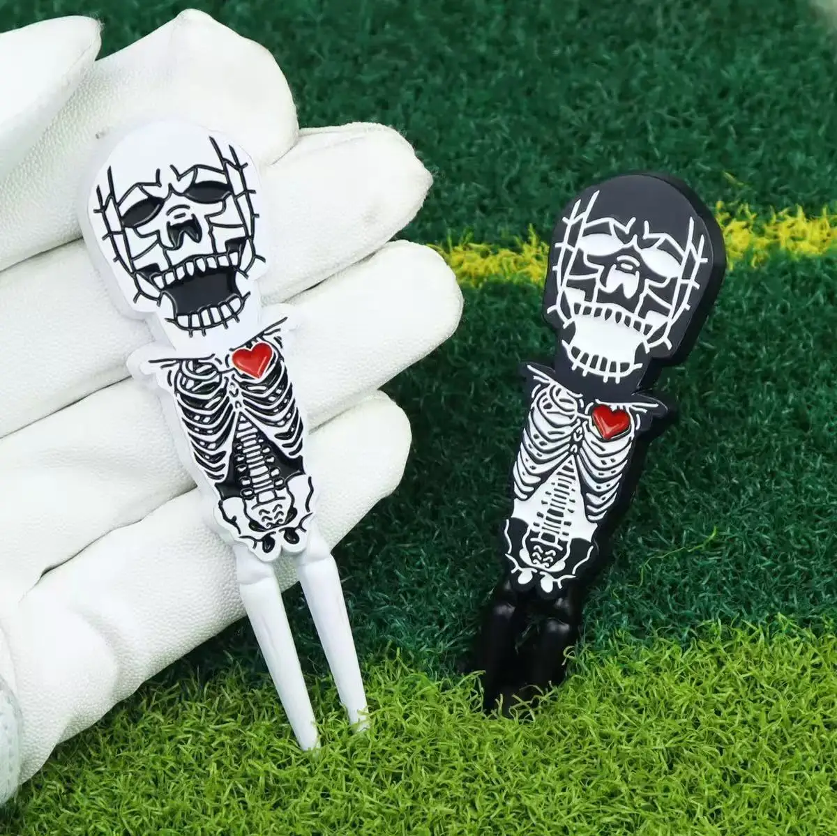 Creative Skull Design Golf Divot Tool, New Metal Green Fork for Lawn and Turf Repair, Essential Golf Practice Accessories