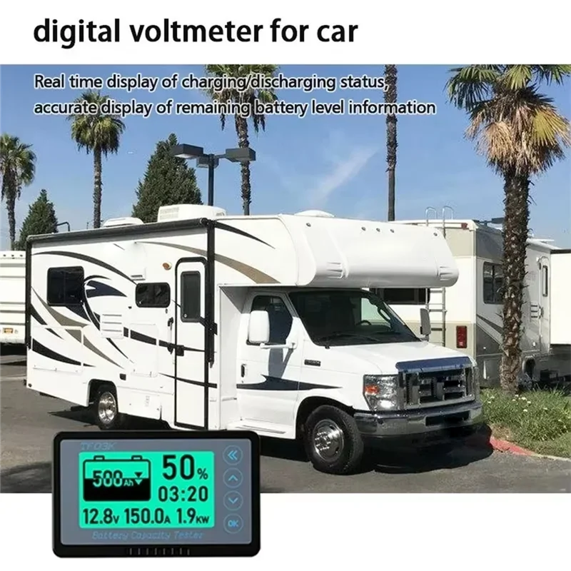 

A27F-50A TF03KH Digital Voltmeter Battery Power Meter For Monitoring The Charge, Voltage And Power Of General Automotive Batteri