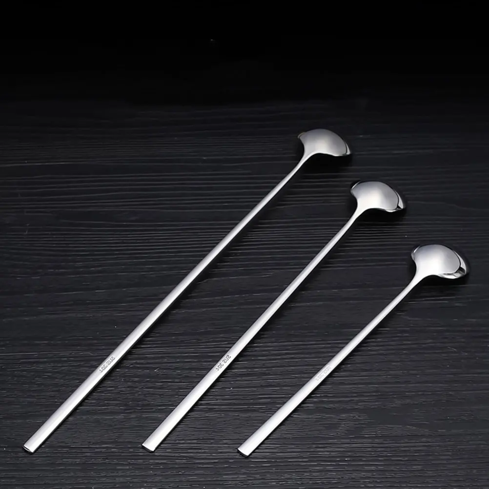 

3Pcs Premium Stainless Steel Stirring Spoons Long Handle Coffee Spoons for Mixing Drinks Tea Smooth Bright Design