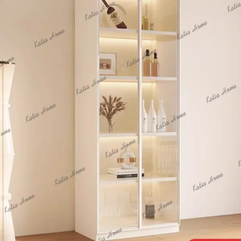 LD Cream Italian Wine Cabinet Household Wall Glass Bookshelf Wine Cabinet Light Luxury High Bar Furniture