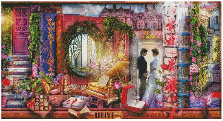 

Romance oil painting sewing kit 16CT 14CT Unprinted Cross Stitch Kits Embroidery Art DIY Handmade Needlework Home Decor