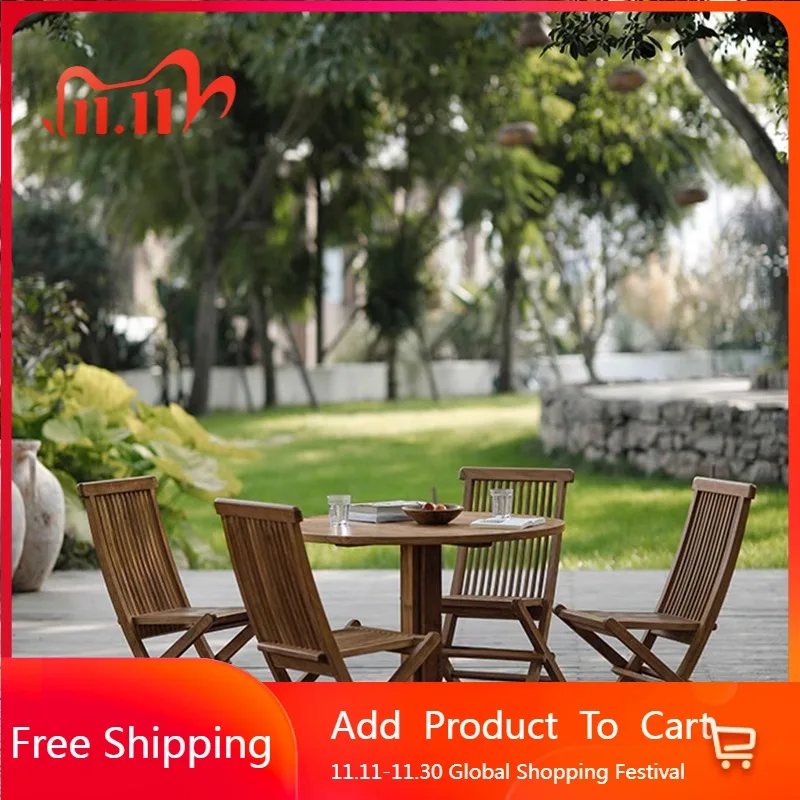 

Soild Wood Folding Garden Sets Designer Modern Relaxing Sun-proof Garden Sets Quality Comfortable Salon De Jardin Furniture