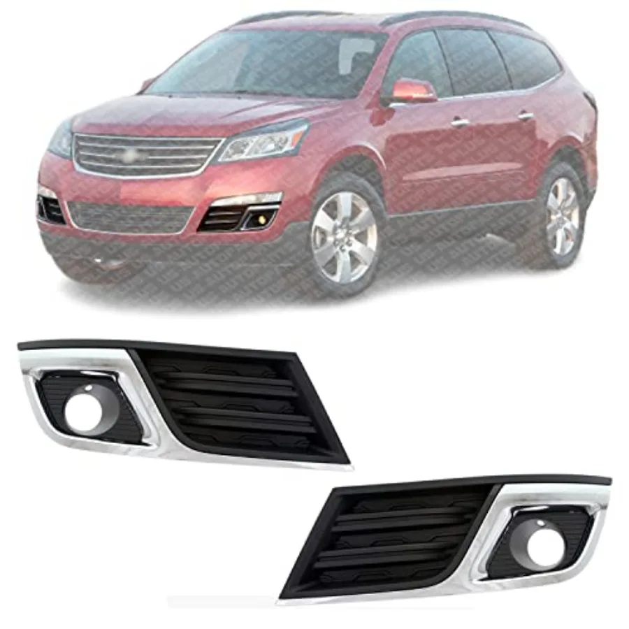 

Direct Replacement Front Fog Light Moldings in Black Plastic with Chrome Trim for Right Passenger and Left Driver Side Compatib