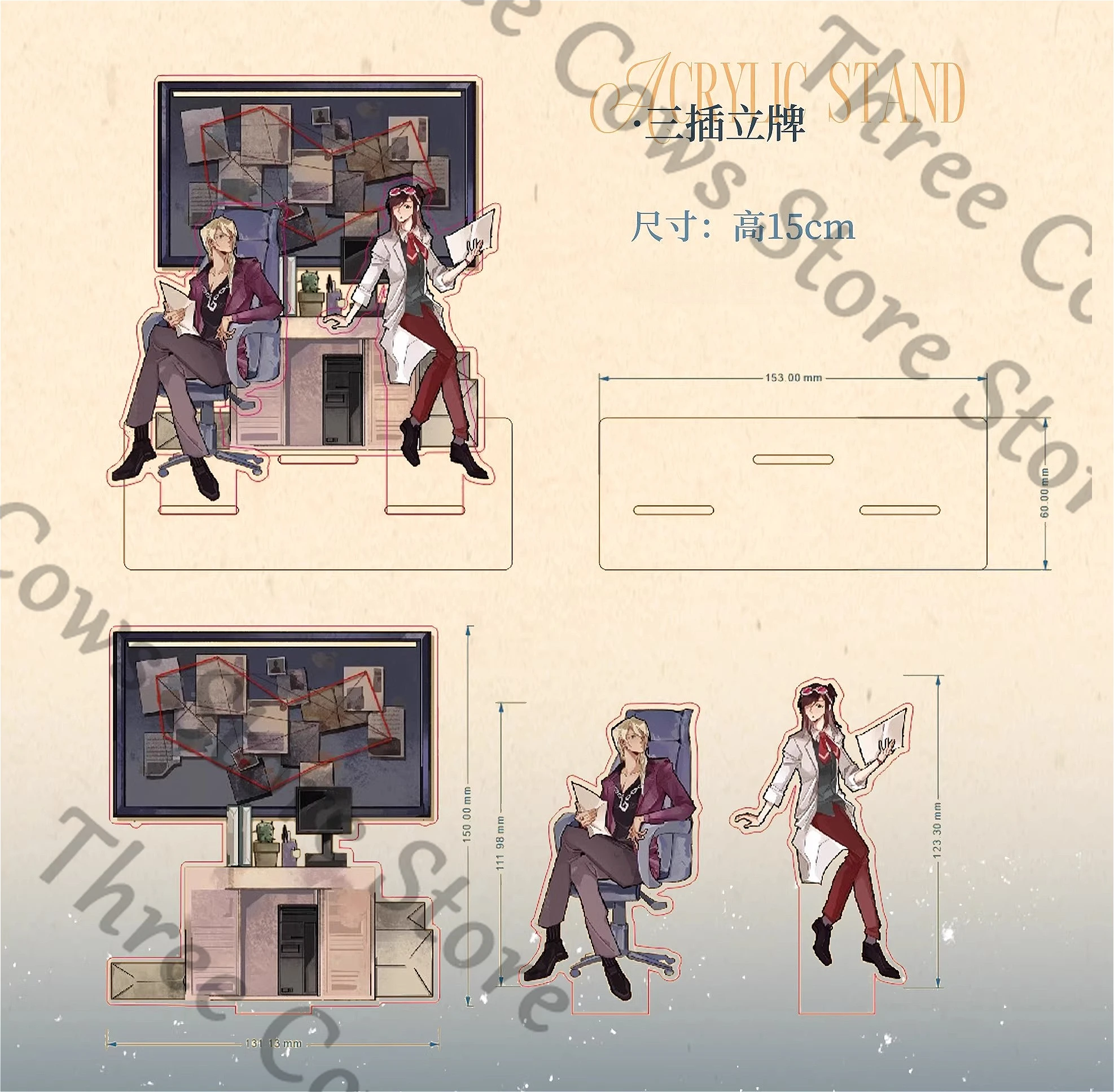 

Акриловая подставка-картина/открытка с персонажами аниме Ace Attorney: Эма, Скай, Клавиер, Гэвин. Косплей-подарок.