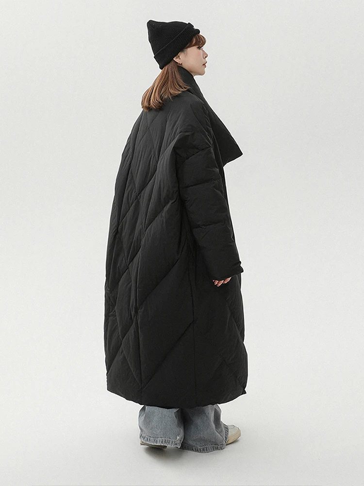 Winter Thick Zipper Knee Length Parker Jacket Female Oversized Cold Proof Down Jacket Women White Duck Down Warm Quilted Outwear