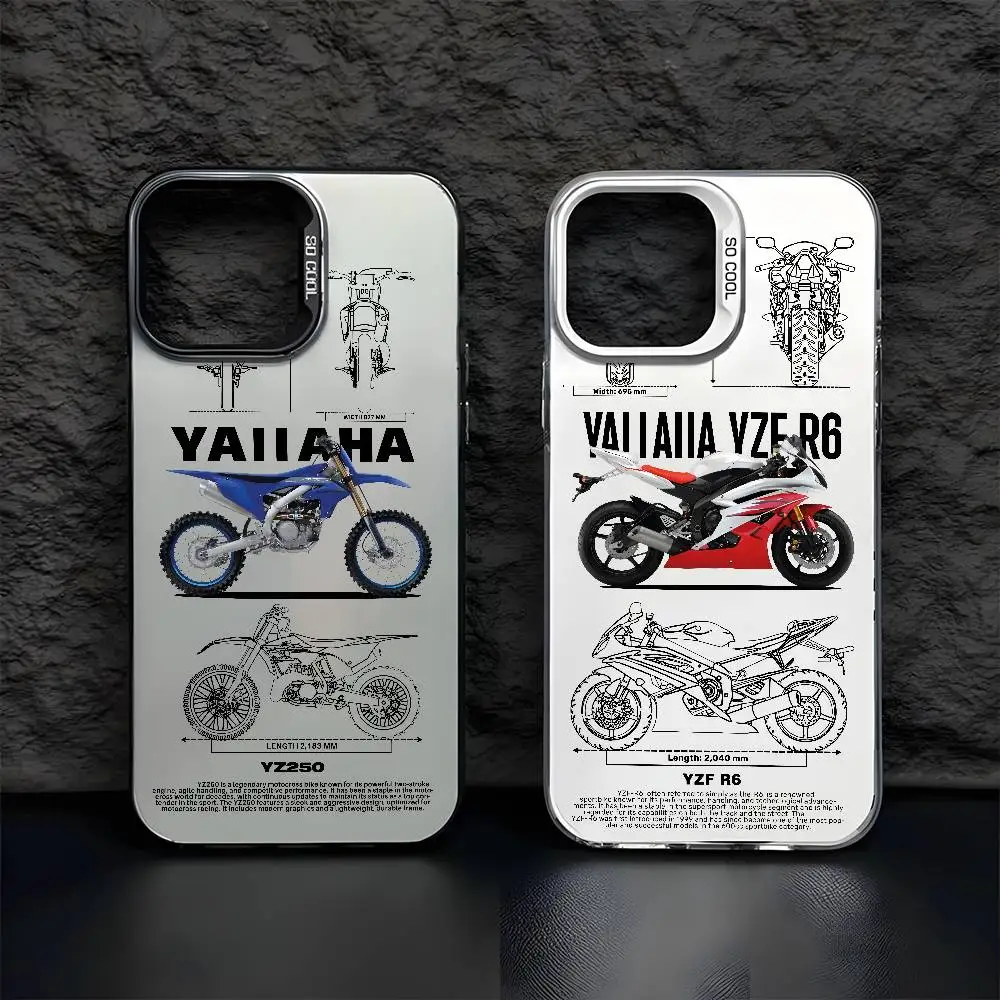 

Fashion Luxury Car Y-YamahaS Phone Case For IPhone 17 16 15 14 13 12 11 Pro Max Black Purple Matte Laser Metallic Aurora Funda