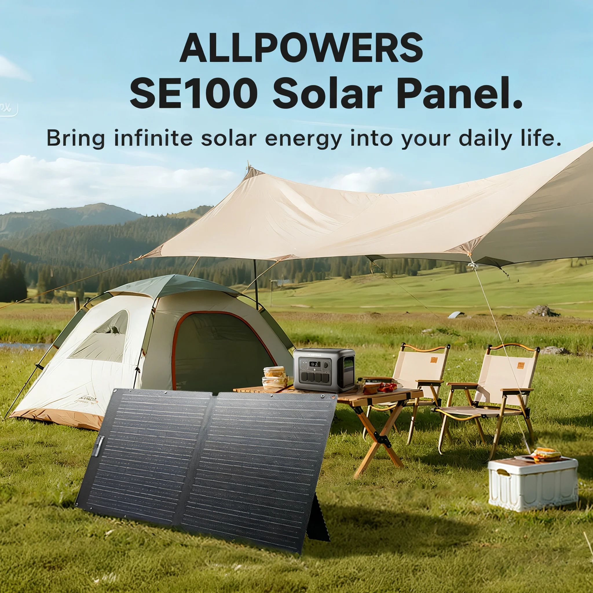 ALLPOWERS SE100 100 واط لوحة طاقة شمسية IP68 مقاوم للماء أحادي البلورية ETFE لوحة طاقة شمسية قابلة للطي لمحطة الطاقة المحمولة في الهواء الطلق RV #3