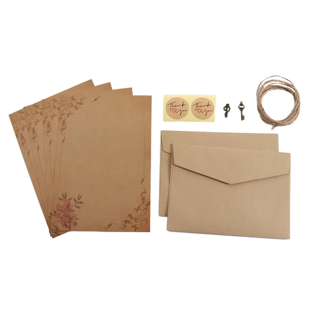 

Letter School Supplies Old Europe Style with Rope Craft Paper Valentine's Day Retro Vintage Envelope Writing Paper Letter Pad