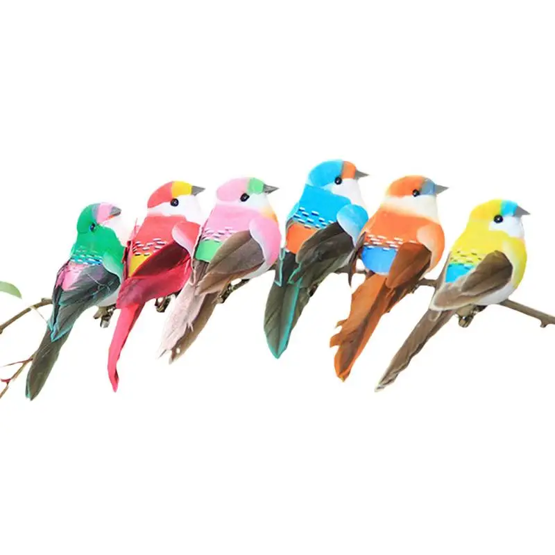 Artificial Foam Birds Small Feather Birds Craft Environmentally Friendly Colorful Plants Bundle Birds Enhance Garden Vitality