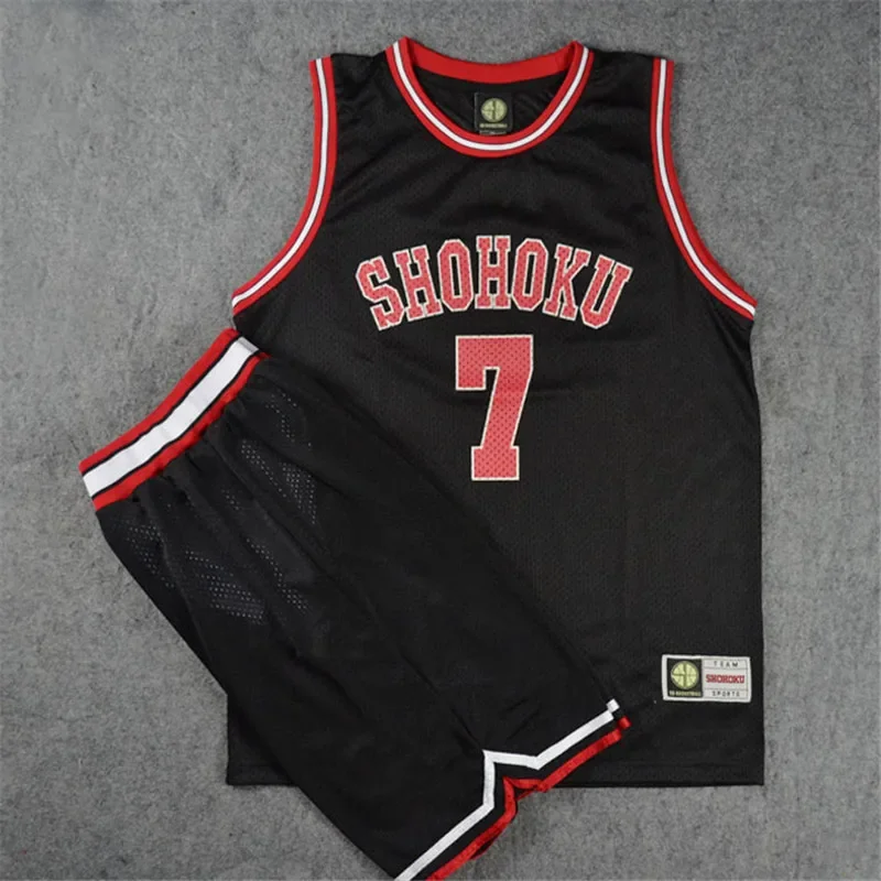 Anime Shohoku School Basketball Team Jersey Sets Slam Dunk Rukawa Hanamichi Sakuragi Black Jersey Set Cosplay Costume Uniform