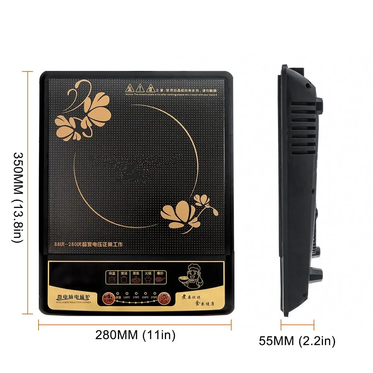 2200W Small Hot Pot Heating Stove Touchpad Stir-fry Dish Cooking Oven Electric Magnetic Induction Cooker Household Waterproof