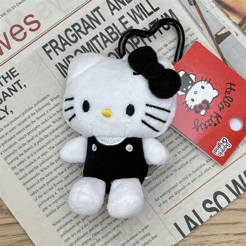 Kawaii Love Button Hello Kitty Pendant Cartoon High Beauty Car Keychain Children's Plush Doll Cute Girl Bag Pendant Gift