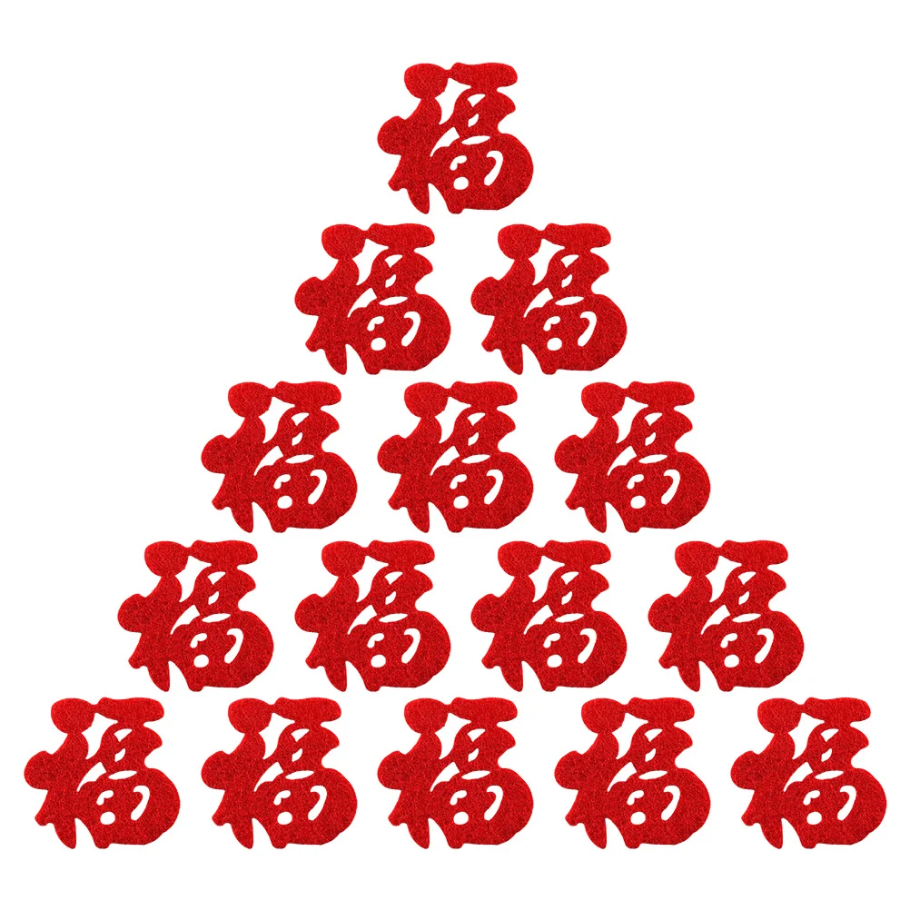 

90pcs Fu Character Cloth-Cut Fabric Glass Stickers For Home Garden Decoration Spring Festival New Year Party Wall Decor