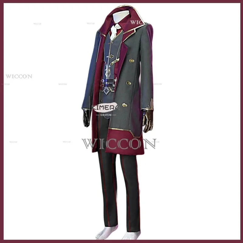 

a7d@Anime Game LOL Arcane Silco Cosplay Costume Wig Military Uniform Trench Coat Boot Adult Man Halloween Christmas Party Suita7